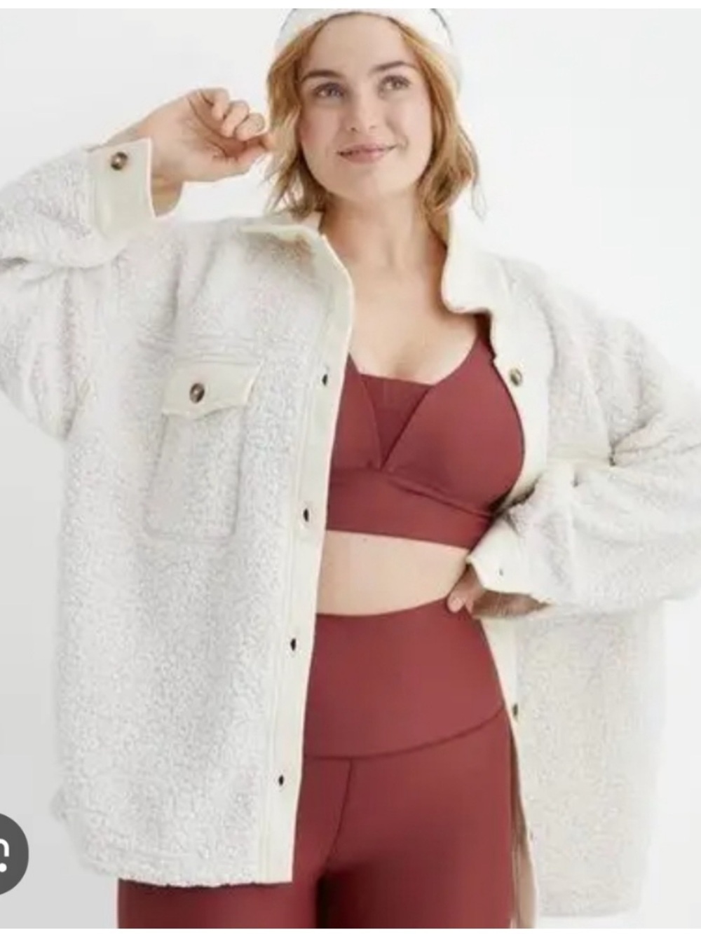 aerie Cream Sherpa Shacket